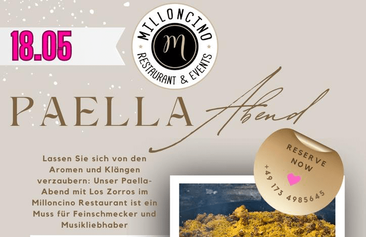 Read more about the article Paella Abend am 18.05 mit Live Musik